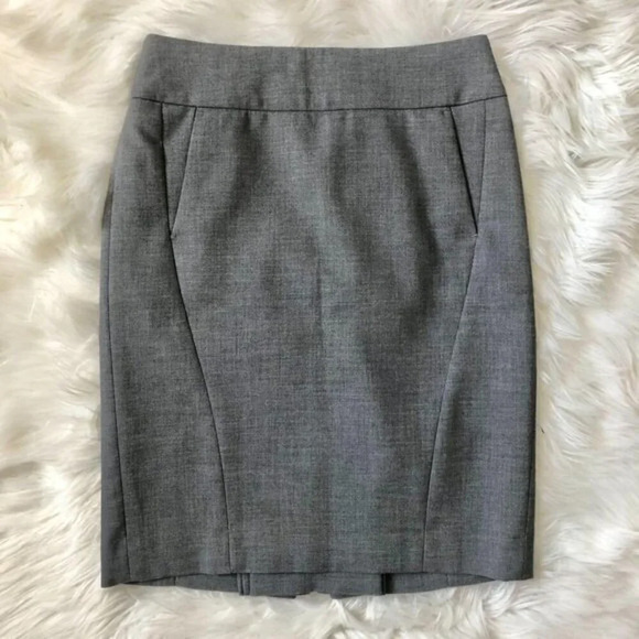 Loft Gray Pencil Skirt w Pockets 00P Petite - Picture 1 of 9